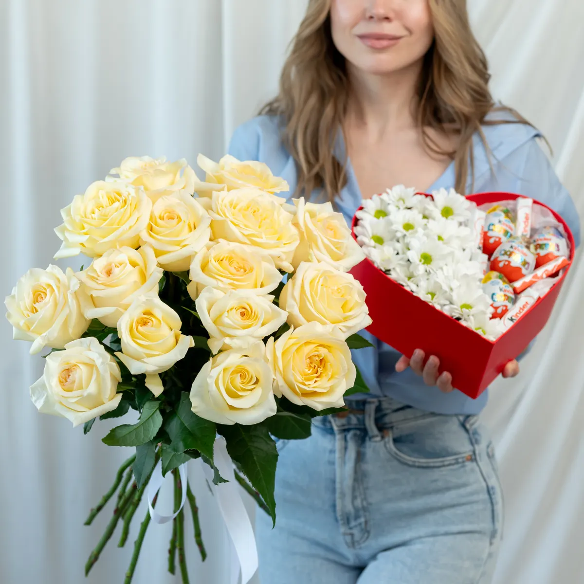 15 роз Кендл Лайт + Сердце, ракурс 1 из 7