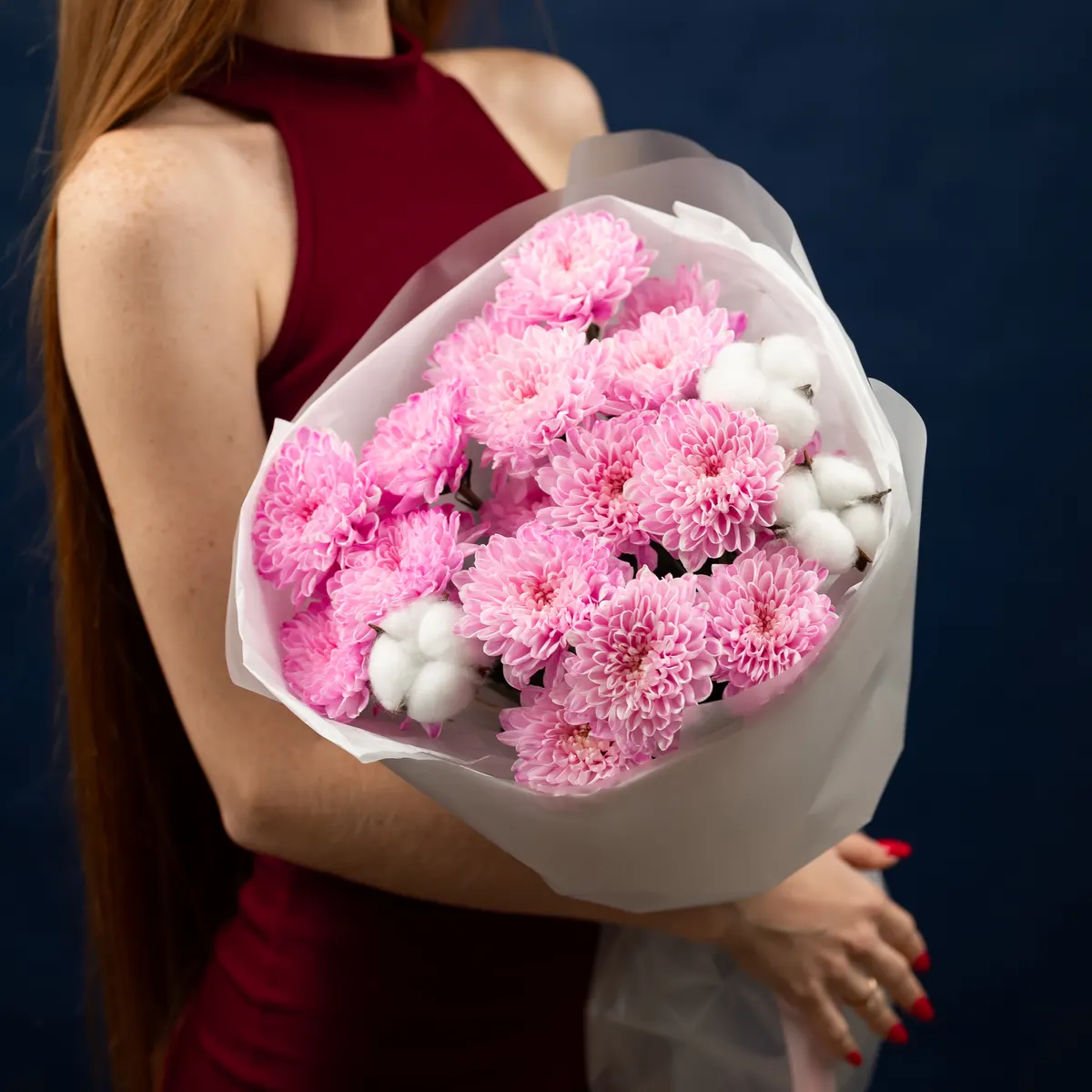 Сборный букет с хлопком, ракурс 1 из 7